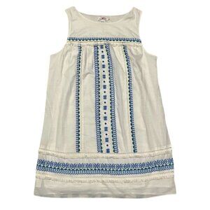 Vineyard Vines Embroidered Fringe Sleeveless Sheath Sundress White Blue Plus 14